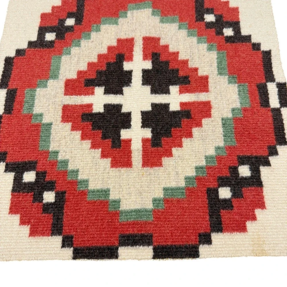 Wool Table Center Mat With Fringe 17 x 22